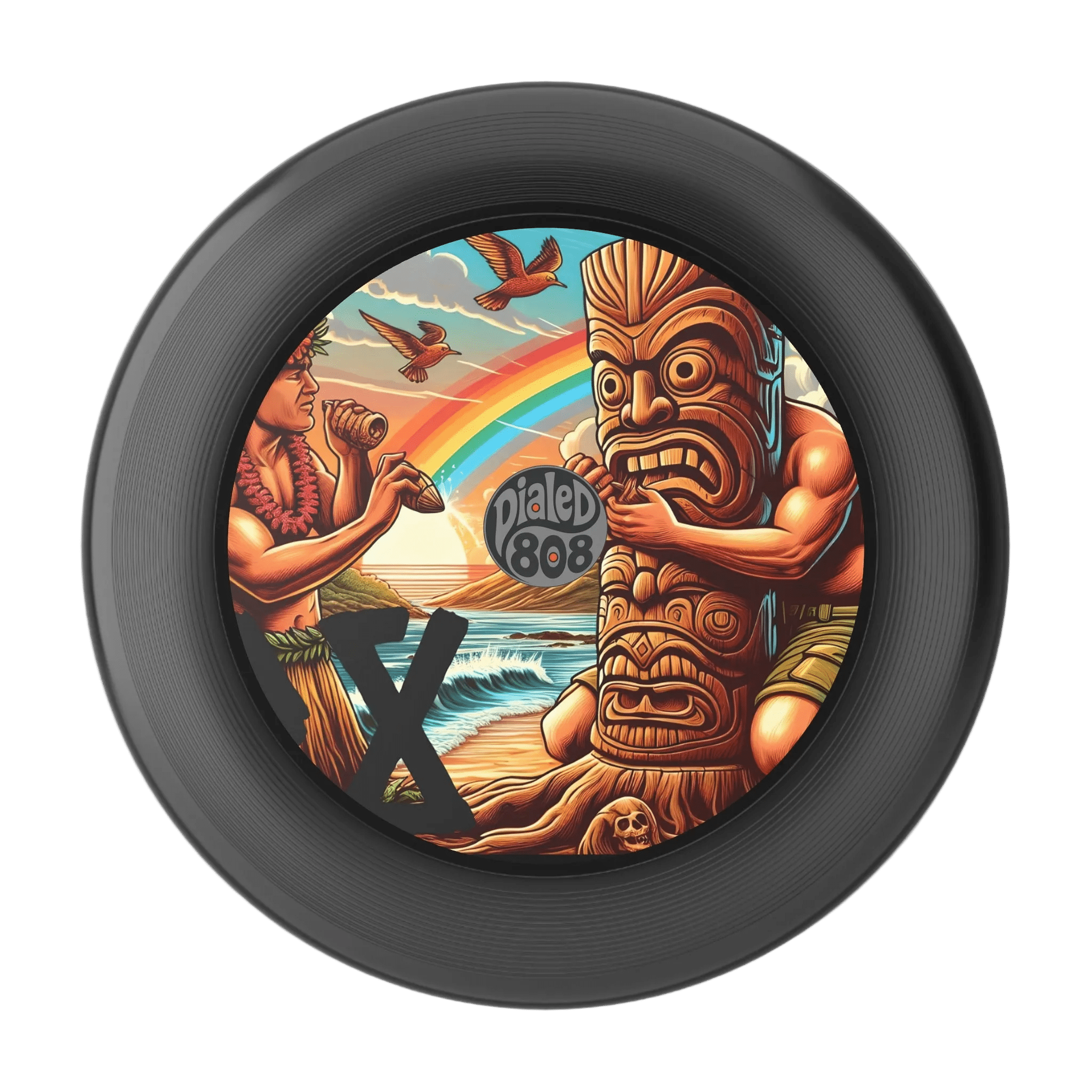 Tiki Totem Throwback LP Frisbee - Island Graphic Flying DiscDisc - D D