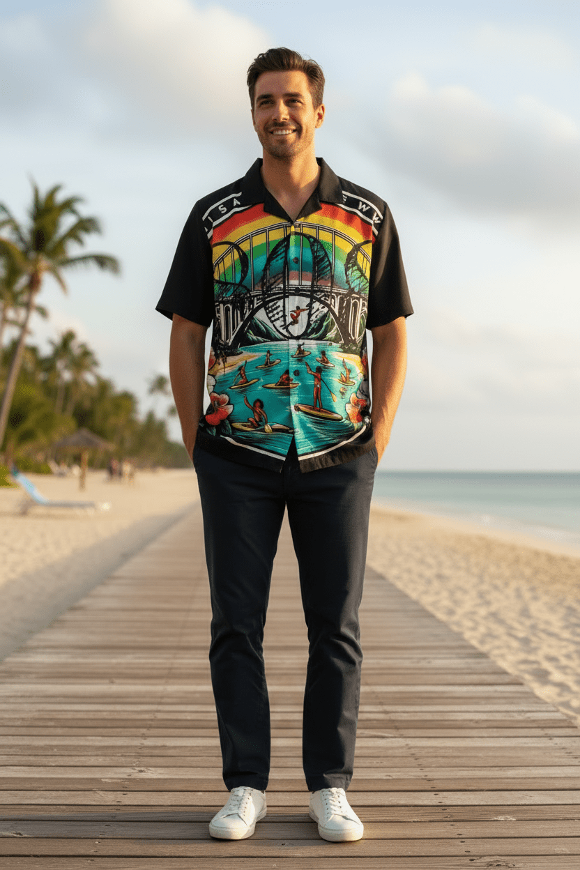 Rainbow Bridge 808 Aloha Shirt - Men's Island Button up - D D