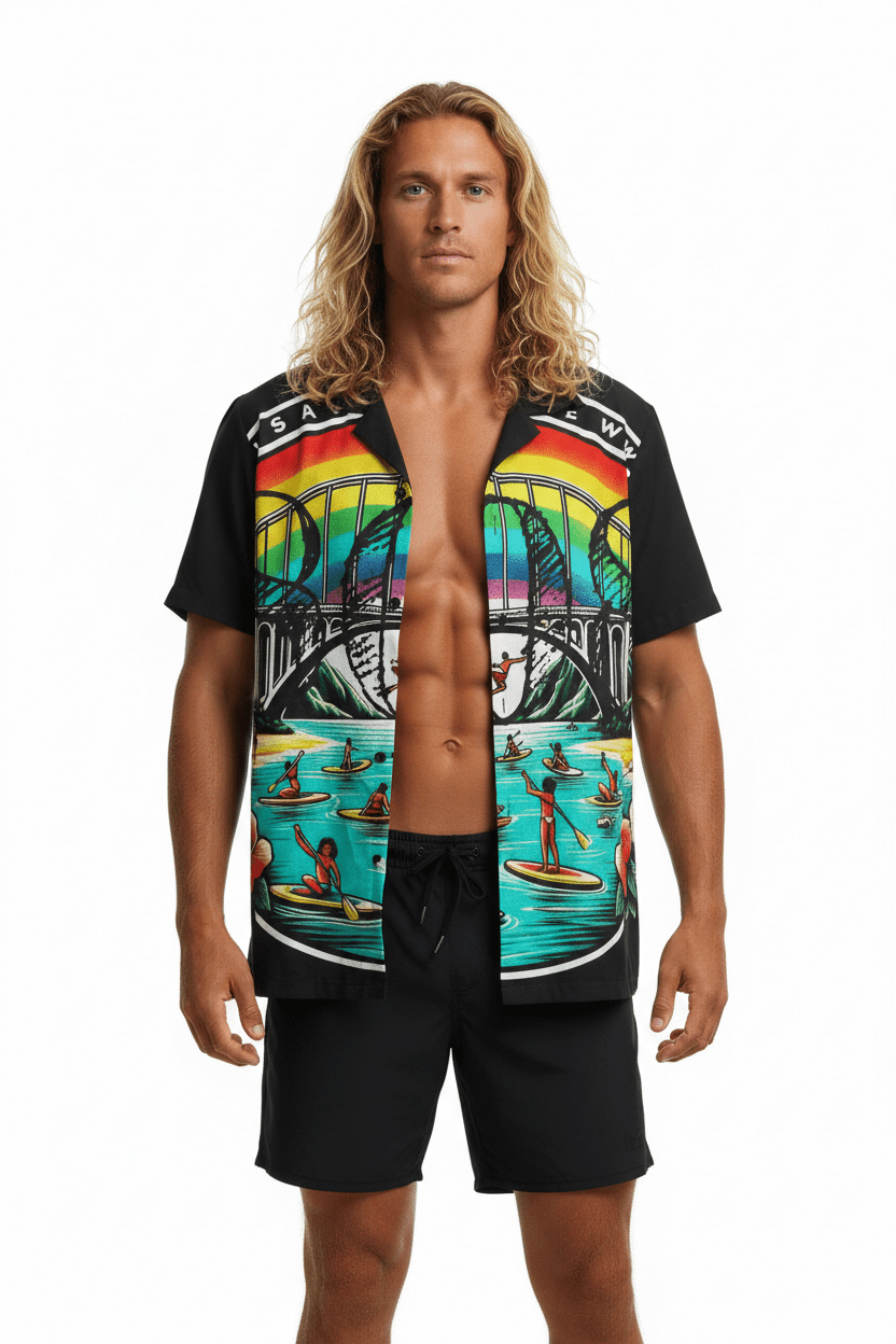 Rainbow Bridge 808 Aloha Shirt - Men's Island Button up - D D