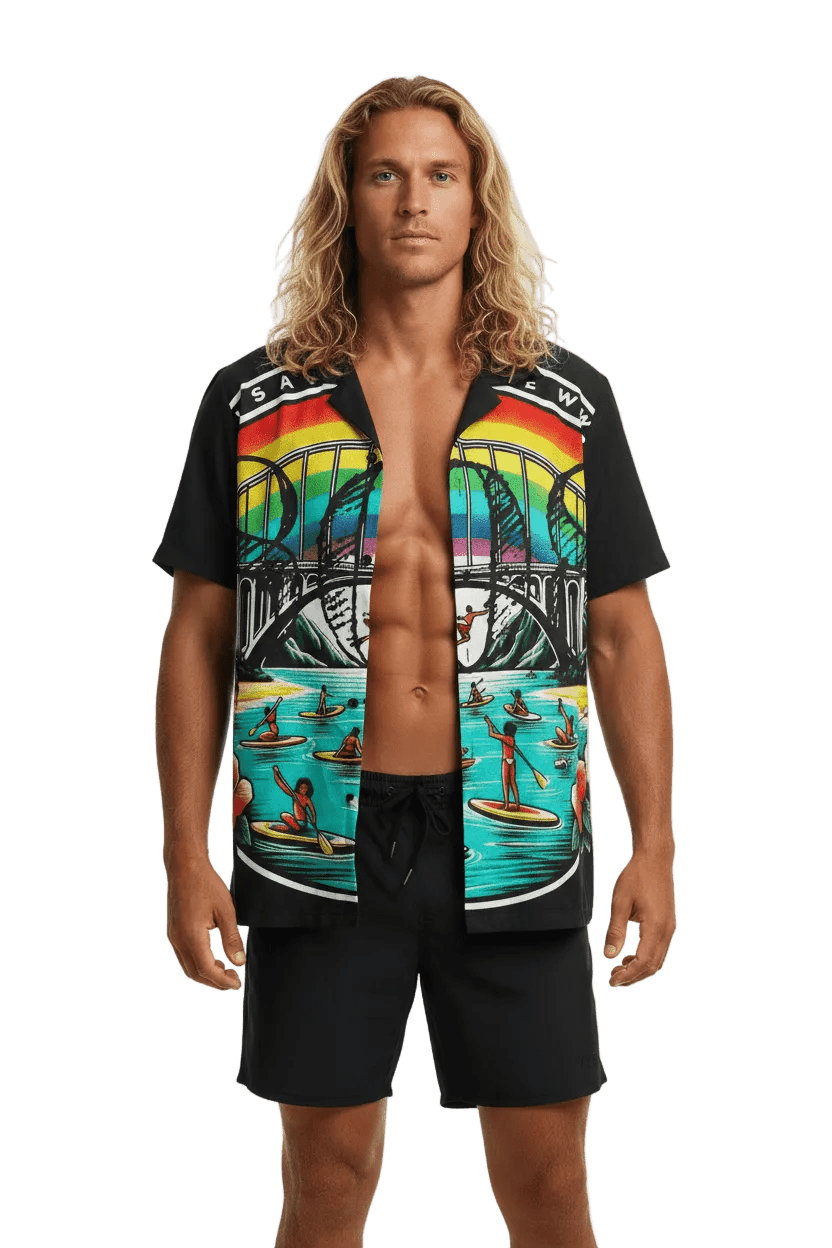 Rainbow Bridge 808 Aloha Shirt - Men's Island Button up - D D