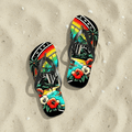 Rainbow Bridge 808 Island Slippahs - Unisex Graphic Flip Flops - D D
