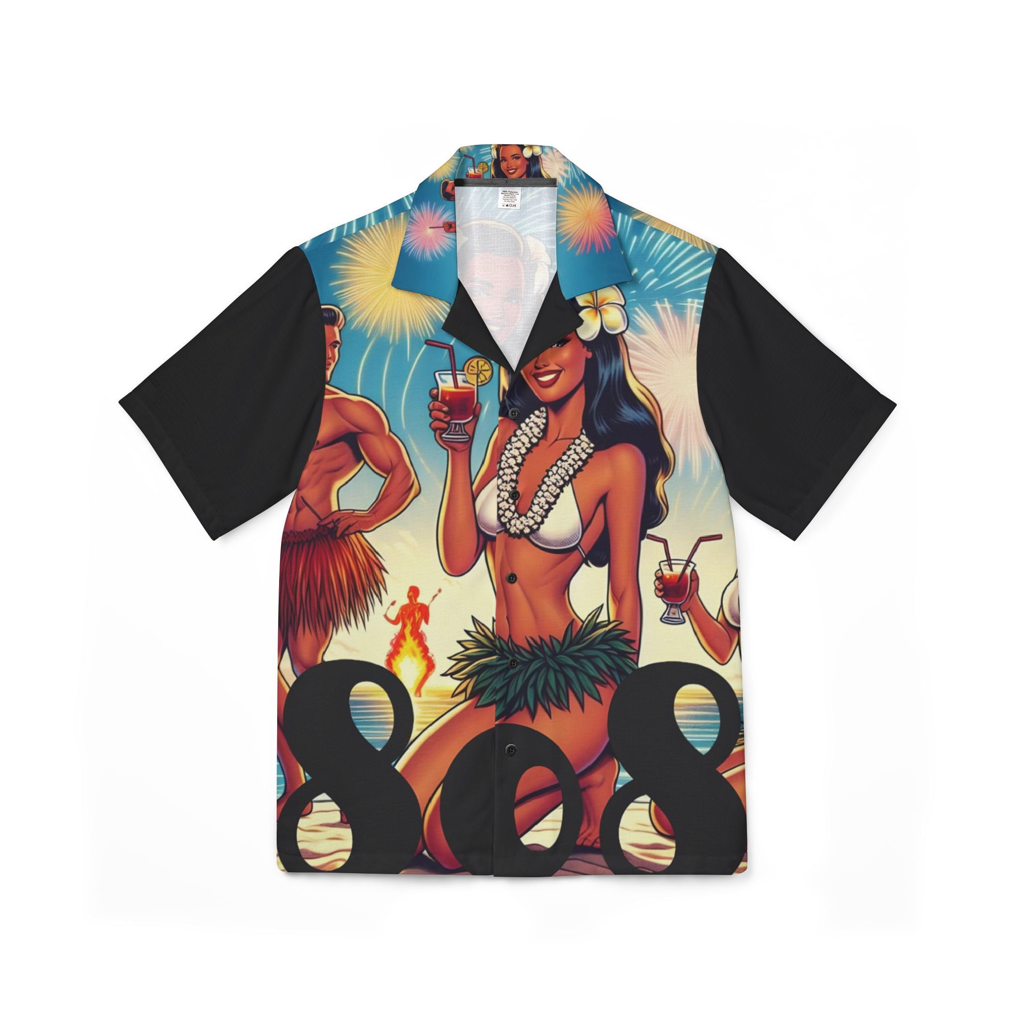 Waikiki Beach 808 Aloha Shirt - Men's Island Button up