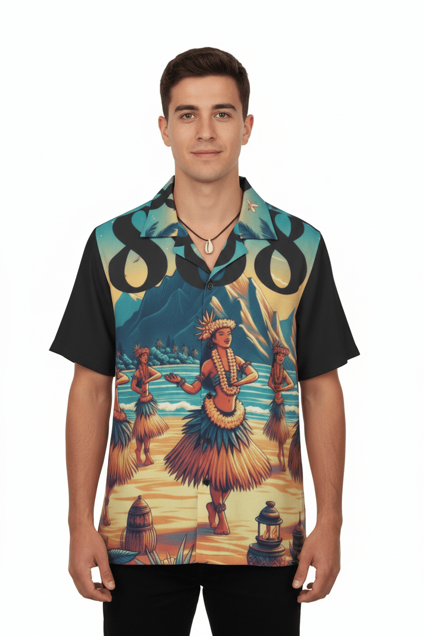 Hula Girl 808 Aloha Shirt - Men's Island Button up - D D