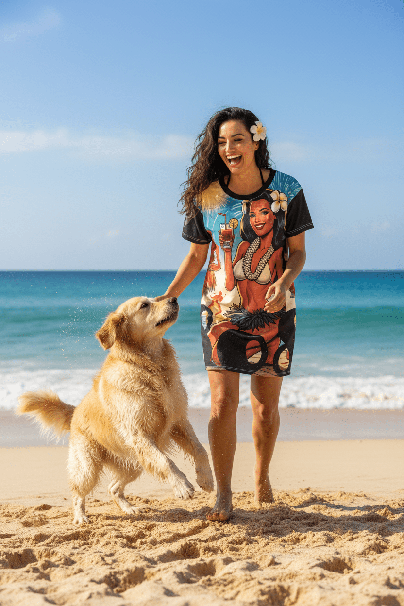 Waikiki Beach 808 Little Beach Dress - Women's Island Beachwear - D D