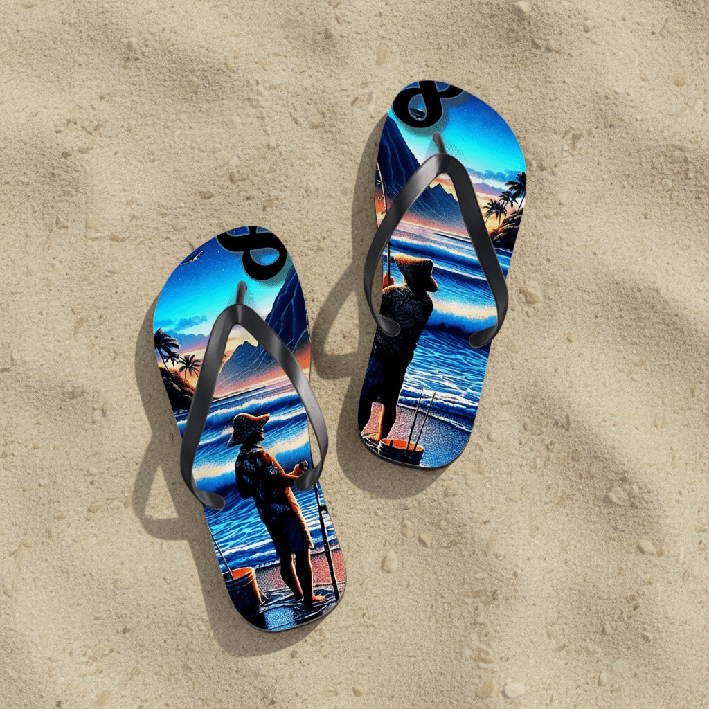 Out with the Guys 808 Island Slippahs - Unisex Graphic Flip Flops - D D