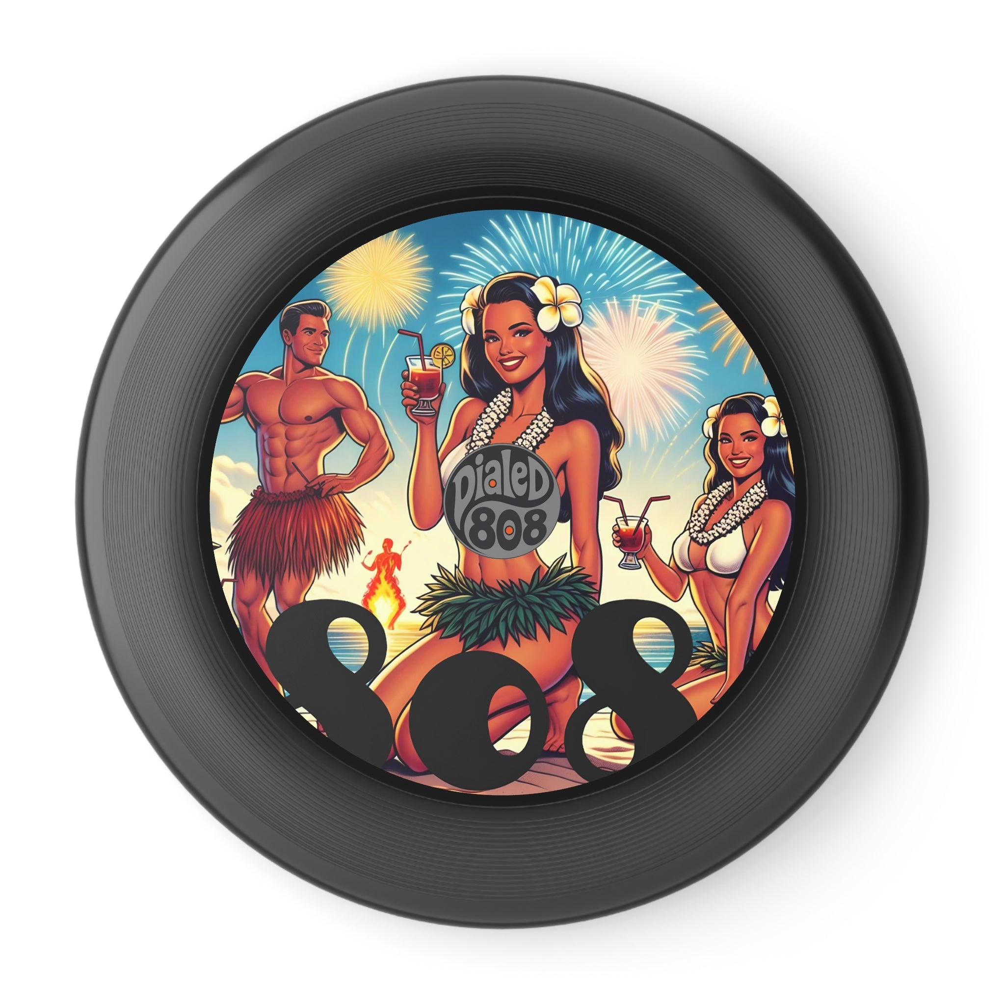 Waikiki Beach 808 Throwback LP Frisbee - Island Graphic Flying Disc